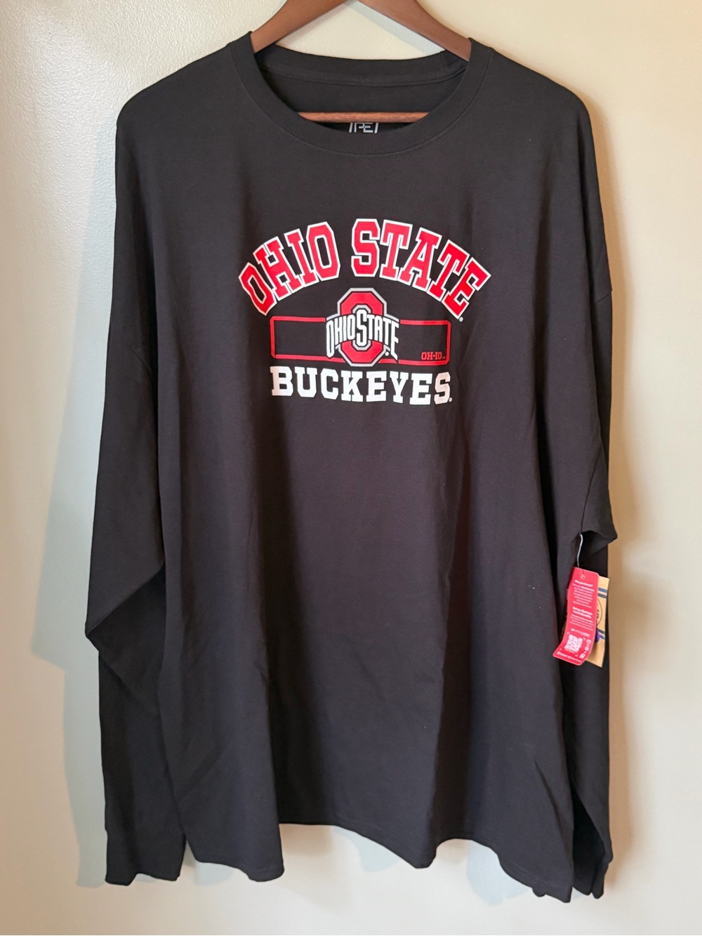 Pro Edge Black Long Sleeve Tee with Red & White Ohio State Graphic